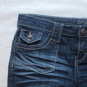 Dark Blue Denim Knee Shorts